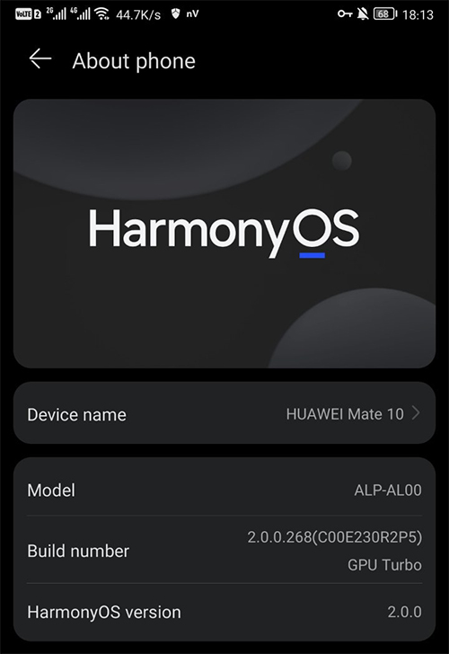 HarmonyOS Installation online Service Mate 10 (ALP-L29)